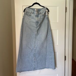 AGOLDE NEW WITH TAGS - NEVER WORN full length jean skirt with slit in back